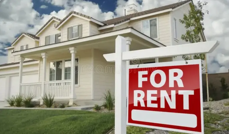 House with for rent sign House with for rent sign